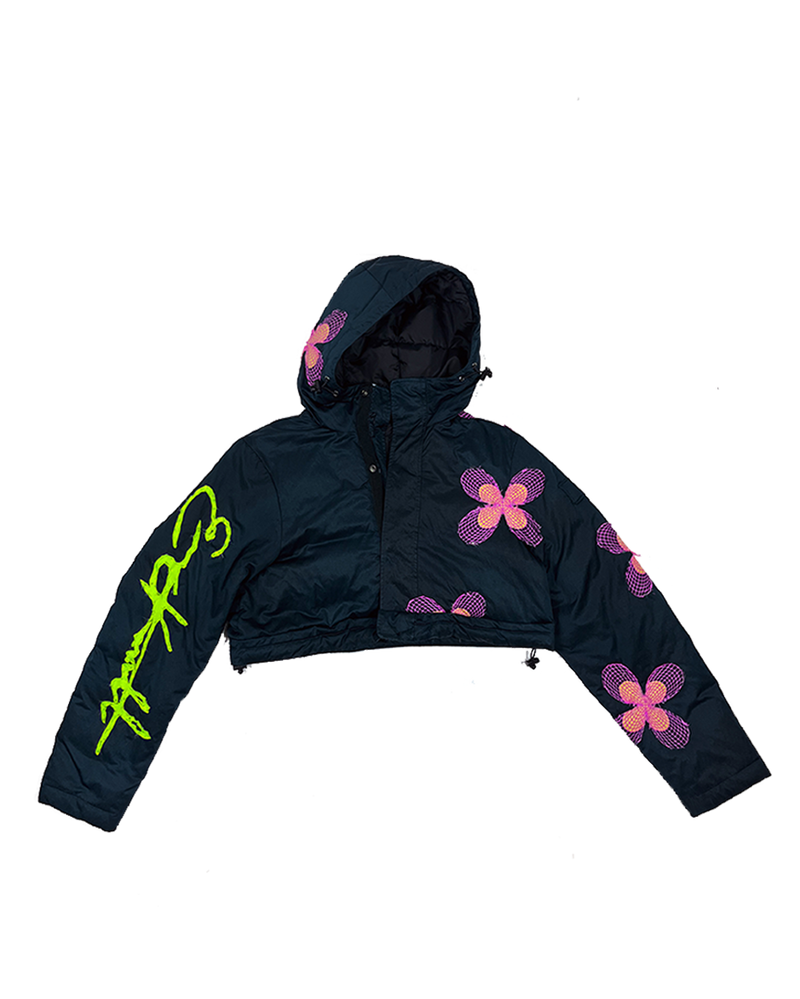 Digital Flower Crop Jacket - Midnight | Size: Small/Medium