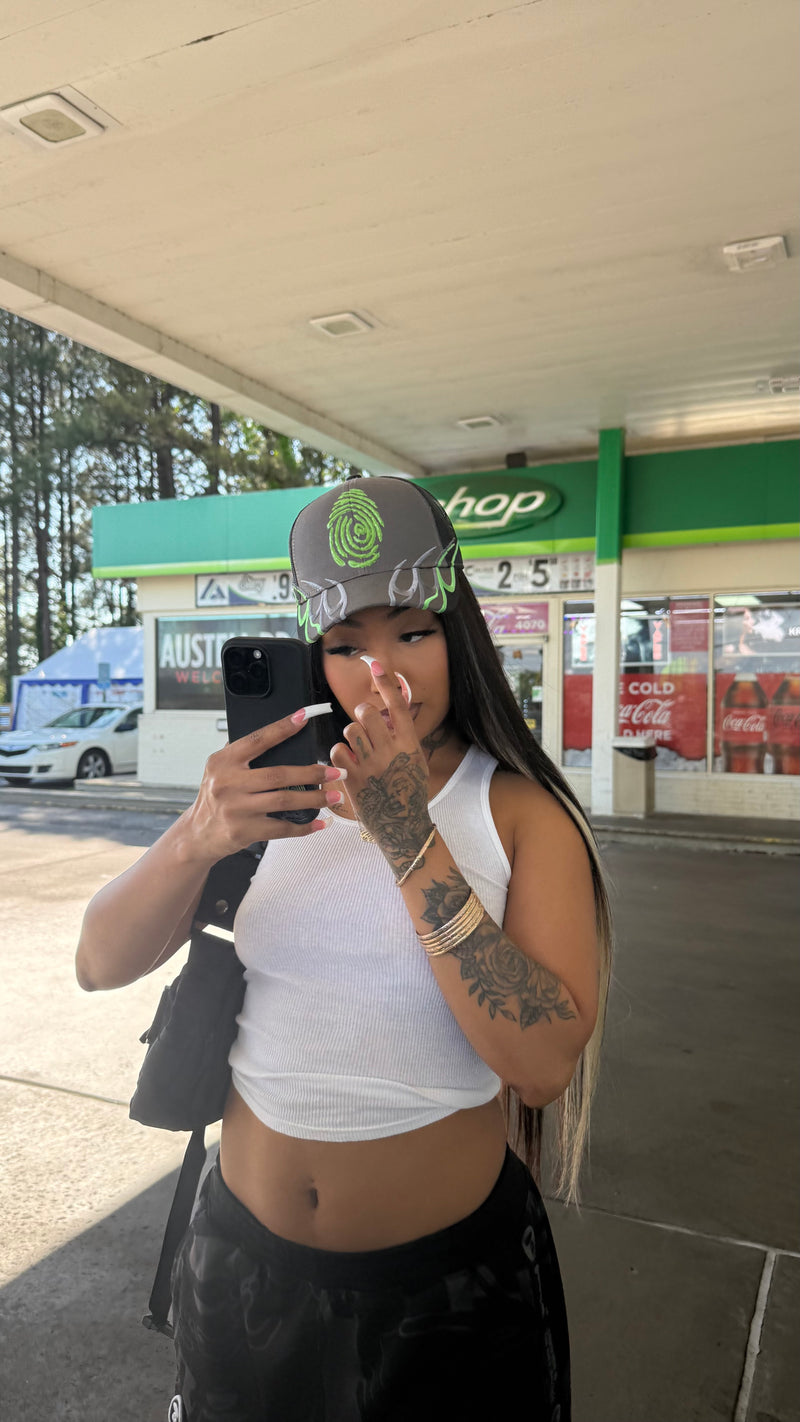 "In & Out" flame Hat Slime green