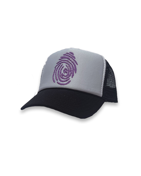 Identity Hat - Whte/Blk & Purple