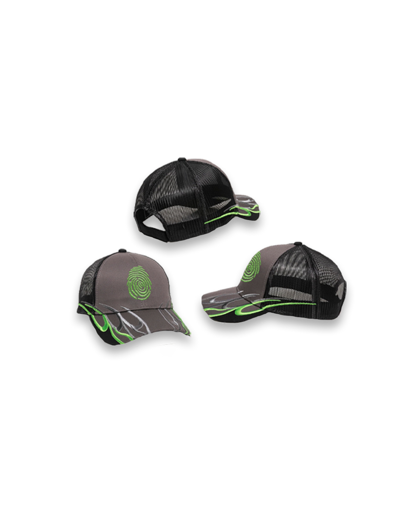 "In & Out" flame Hat Slime green