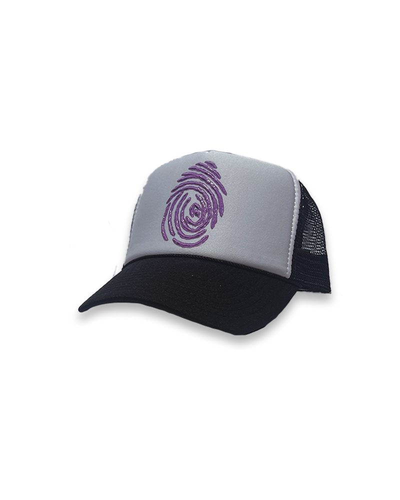 Identity Hat - Whte/Blk & Purple