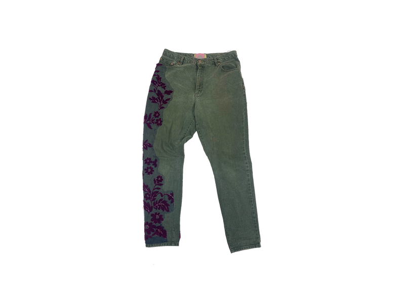 Identity Bezel Lace Jeans - Moss green | Size - Men 30 / Women 15