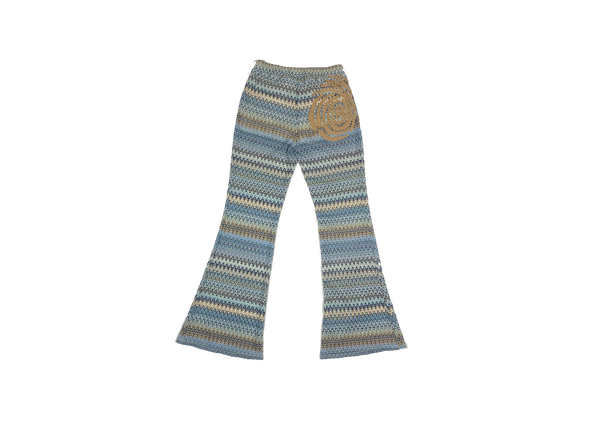 Identity Woven Bell Bottoms - CreamBlueGrey | Size - Women's Medium (M)