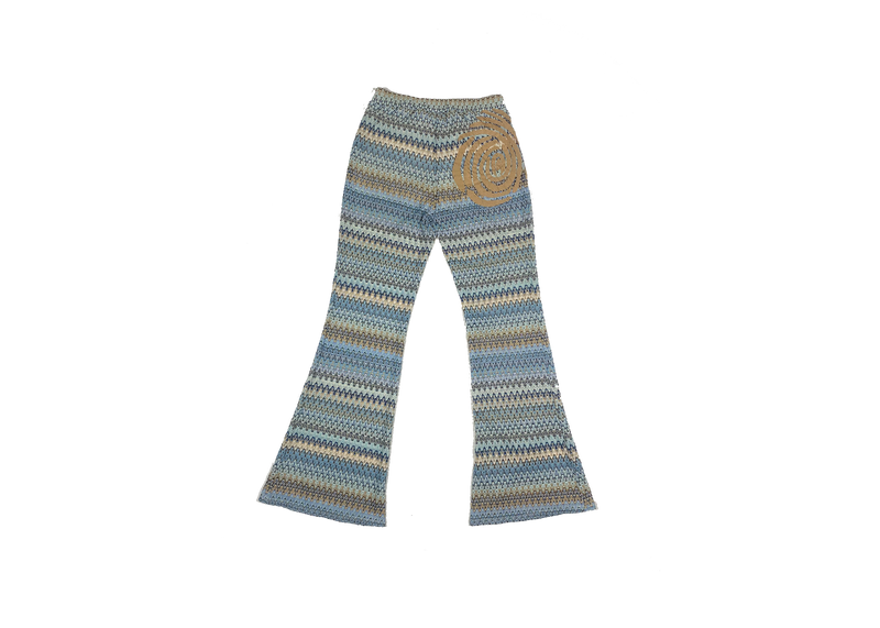 Identity Woven Bell Bottoms - CreamBlueGrey | Size - Women's Medium (M)