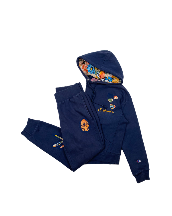 Floral Identity Sweat Suit - Navy Blue | Size S