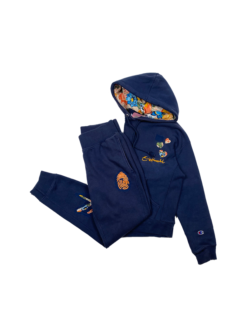 Floral Identity Sweat Suit - Navy Blue | Size S